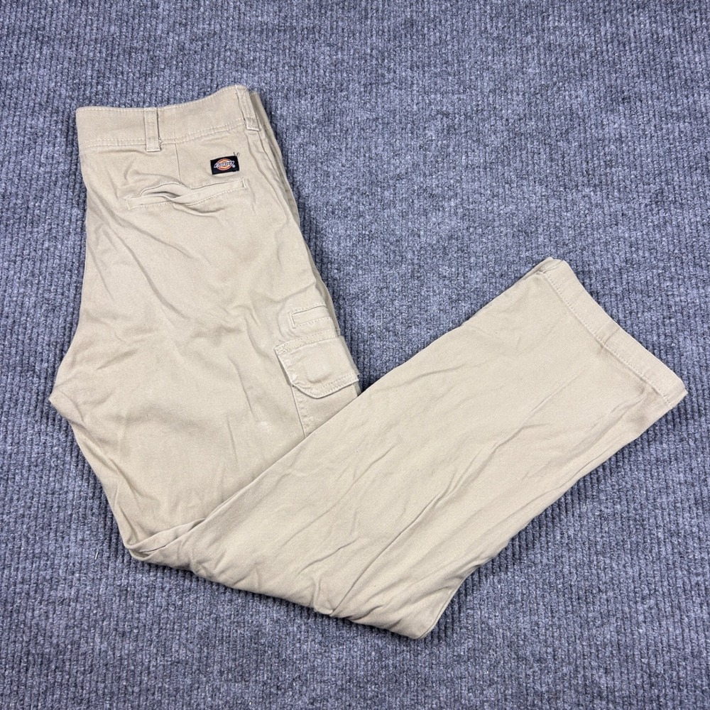 Dickies Pants Mens 32x32 Flex Cargo Pants Khaki Tan Straight Leg Workwear